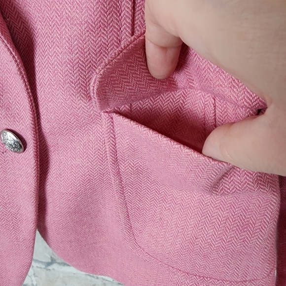 Banana Republic Pink Wool Herringbone Blazer Jacket Elle Woods Size 00P = XXS - Picture 5 of 16